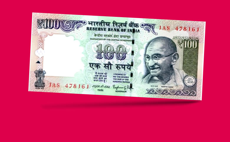 Billet en roupies Inde avec le portrait de Gandhi