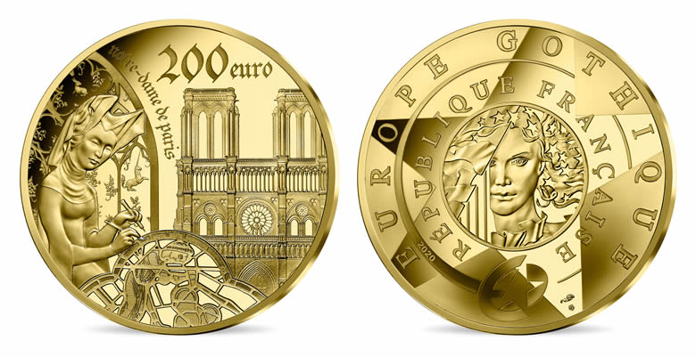 Les pièces Europa Star - L’EUROPE GOTHIQUE & NOTRE DAME DE PARIS - argent colorisé et or